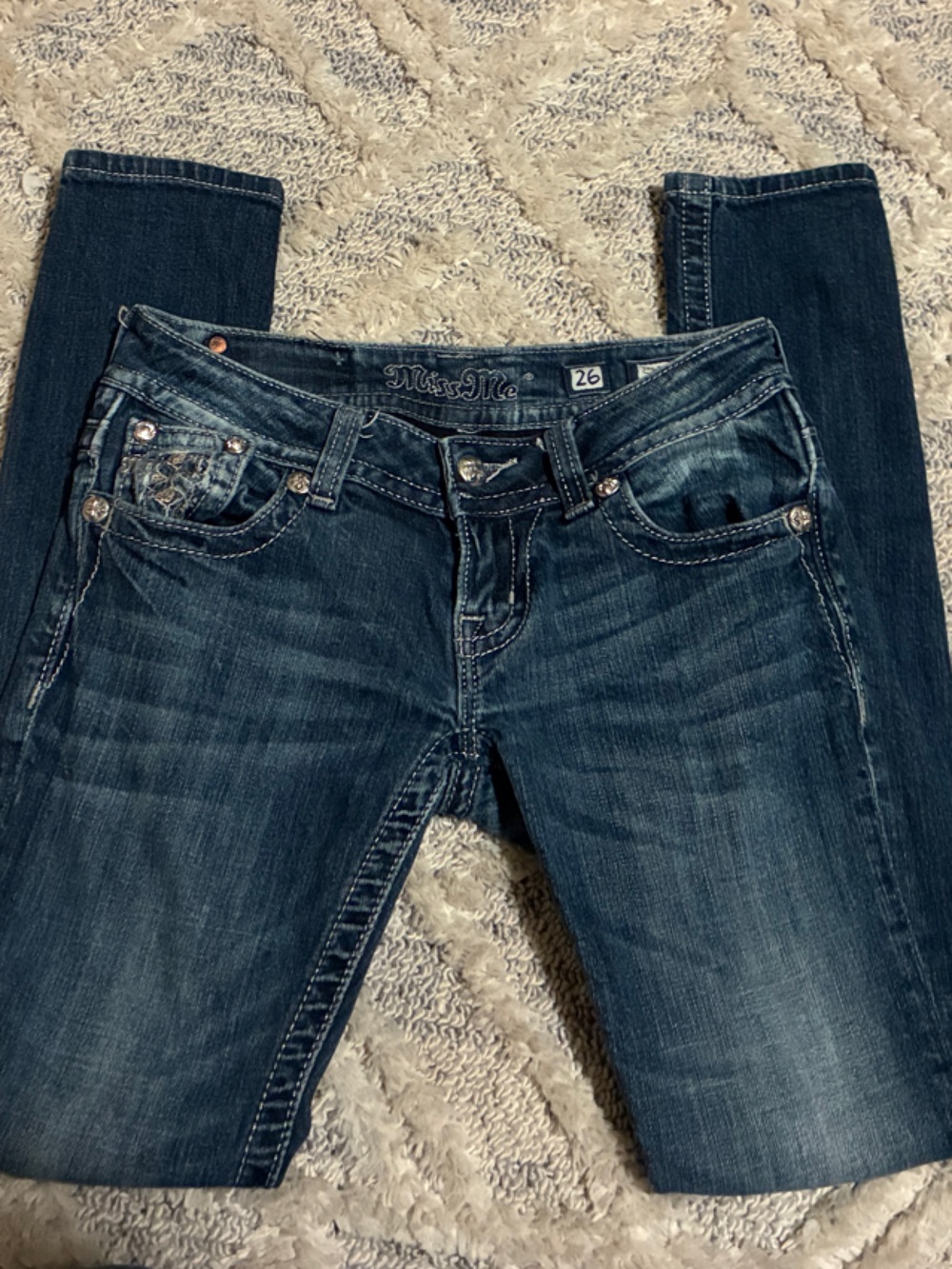 Dolly Parton -Miss Me Sz26 Dark Blue Straight Leg Women's Jeans